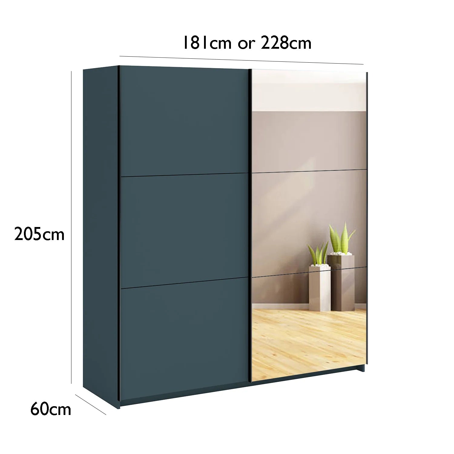 Thorvik Graphite Decor Sliding Door Wardrobe with Mirror - Pendle Village Furniture