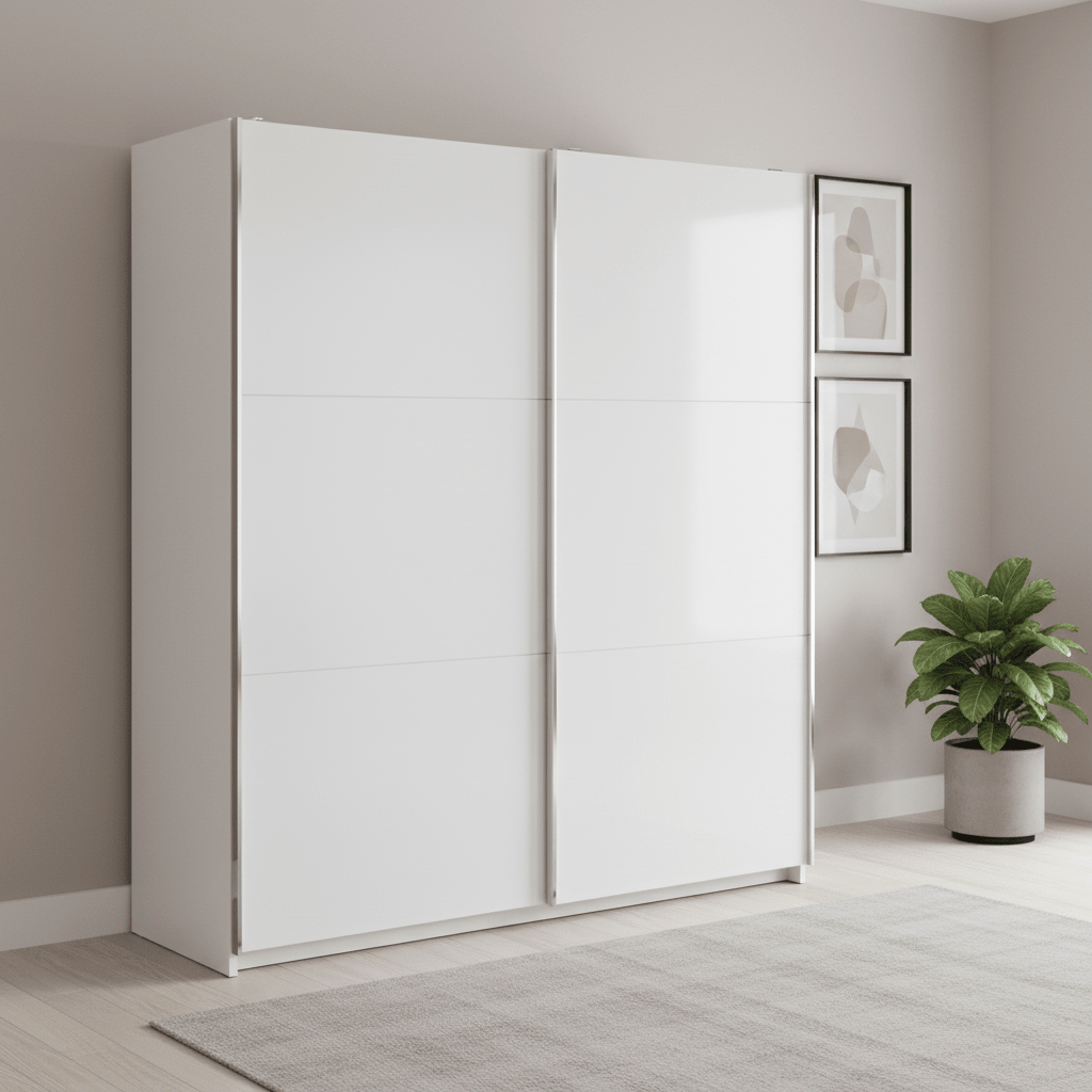Thorvik White Decor Sliding Door Wardrobe