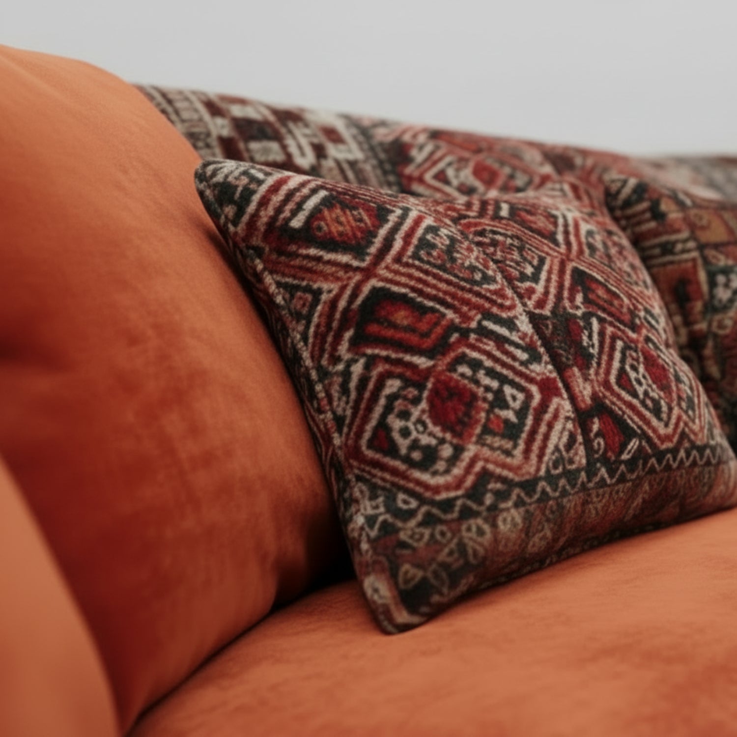 Feather filled seat cushions providing sink-in comfort.