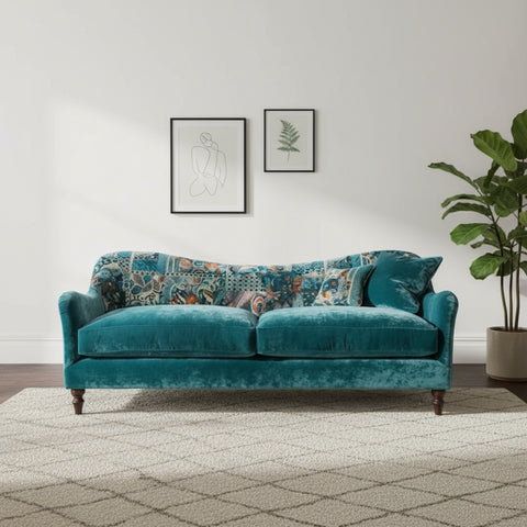 Statement sofa with sculptural silhouette and refined finish.