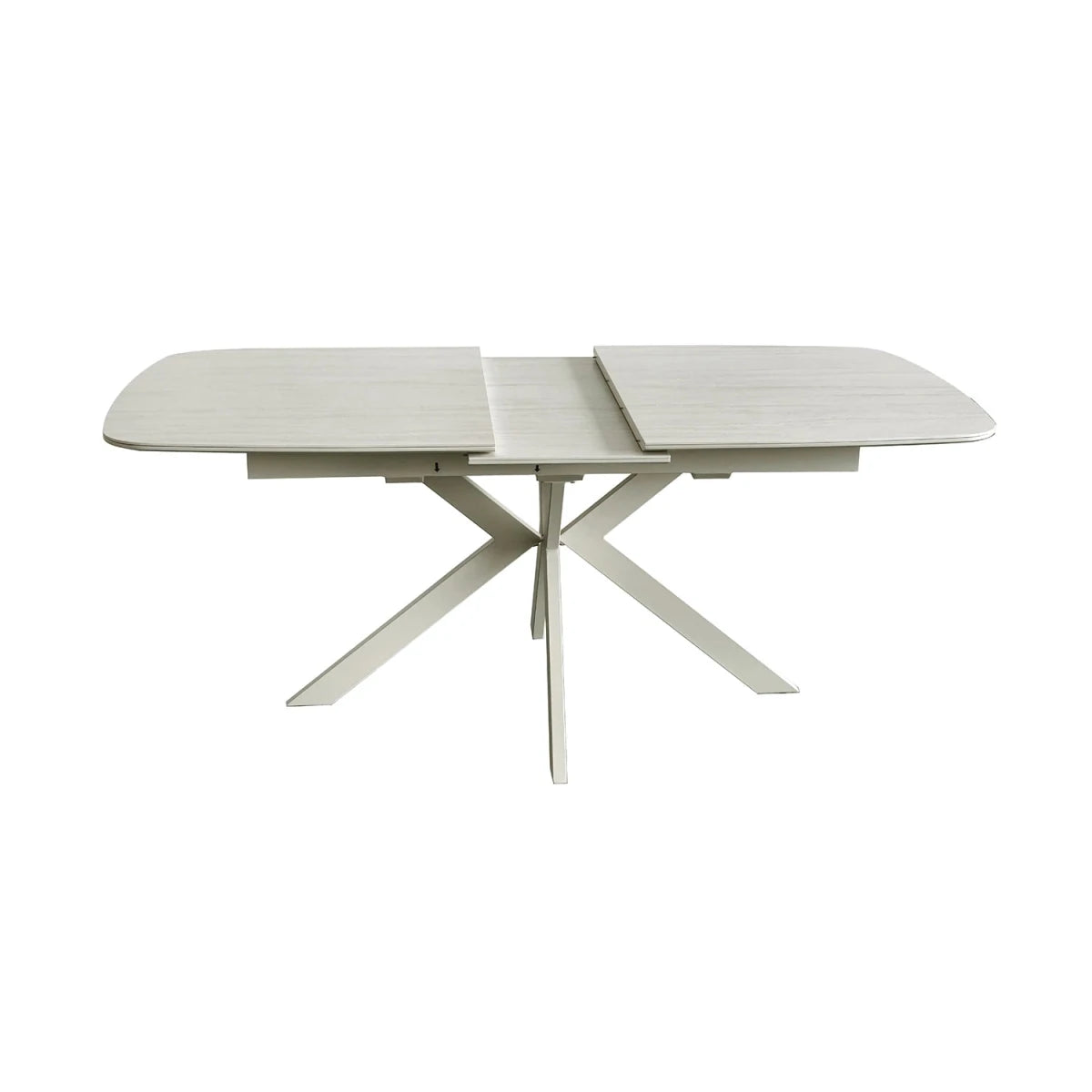 Tino stone effect ceramic dining table with rounded corners with Middle Drop Down Extension