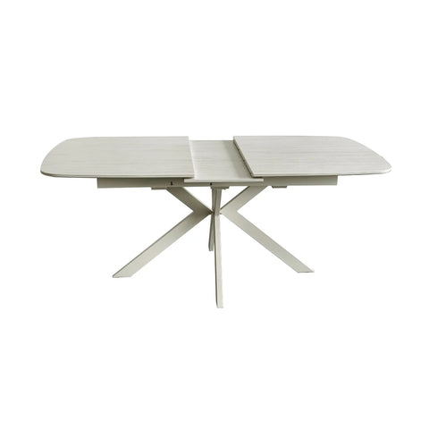 Tino stone effect ceramic dining table with rounded corners with Middle Drop Down Extension