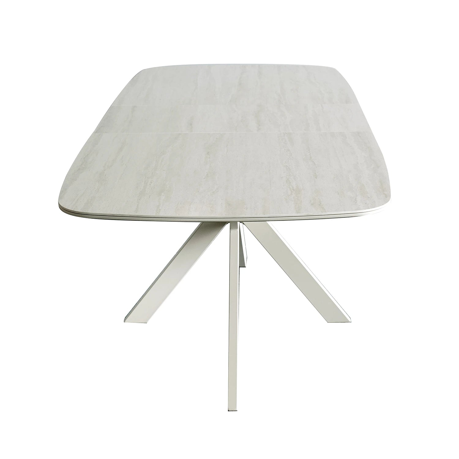 Large Travertine extending dining table for 6 to 8 diners