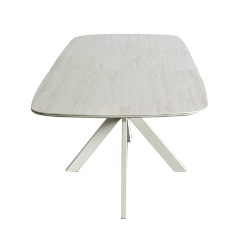 Large Travertine extending dining table for 6 to 8 diners