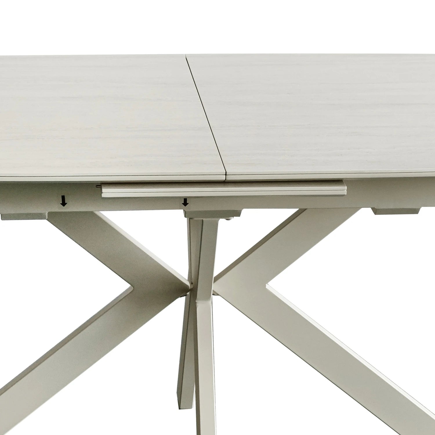 Close up of Middle Extensions of Tino Travertine Ceramic Extending Dining Table 160-200cm