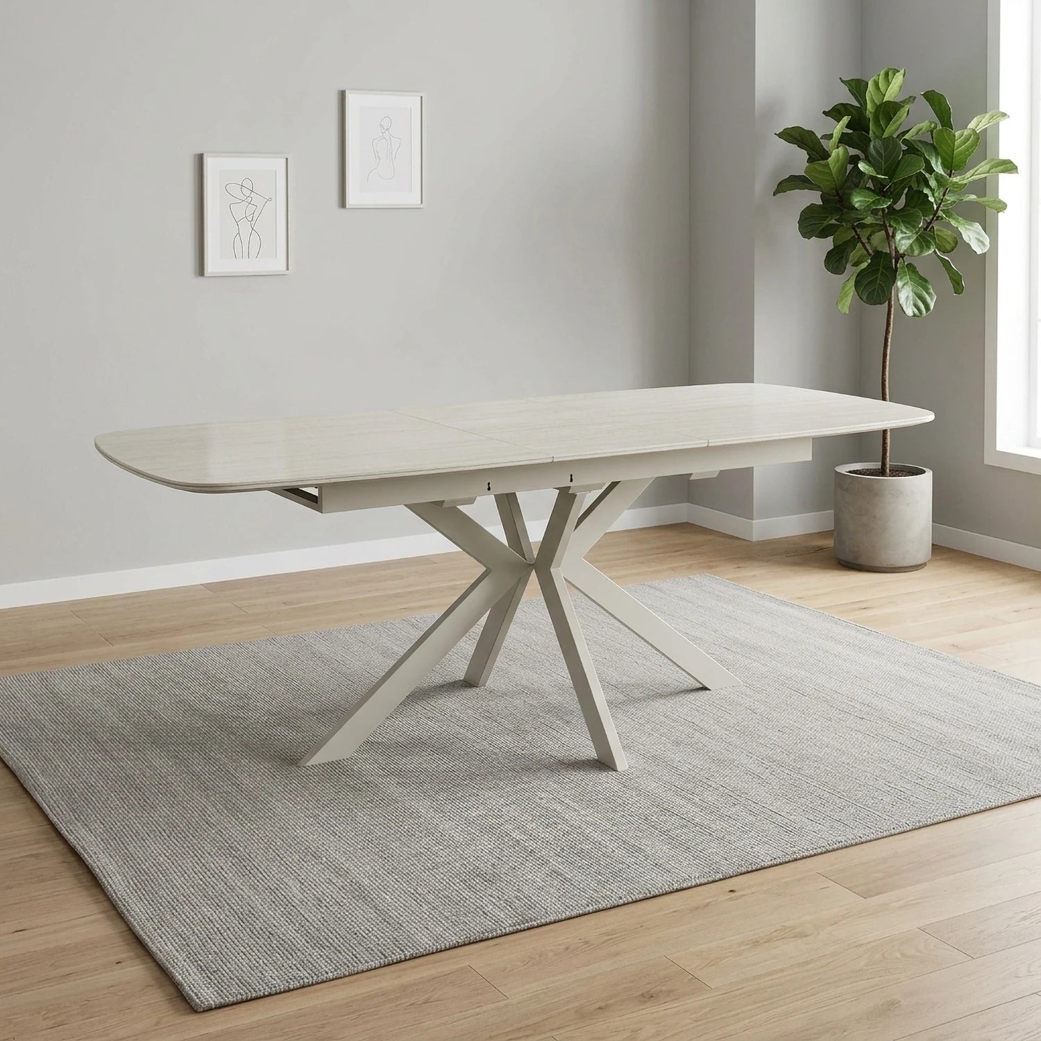 Tino Travertine Ceramic Extending Dining Table 160-200cm