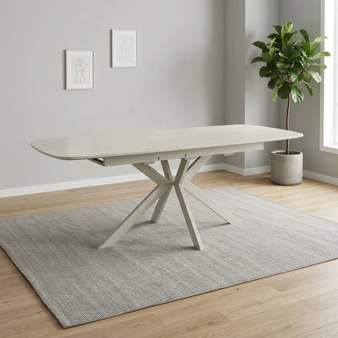 Tino Travertine Ceramic Extending Dining Table 160-200cm