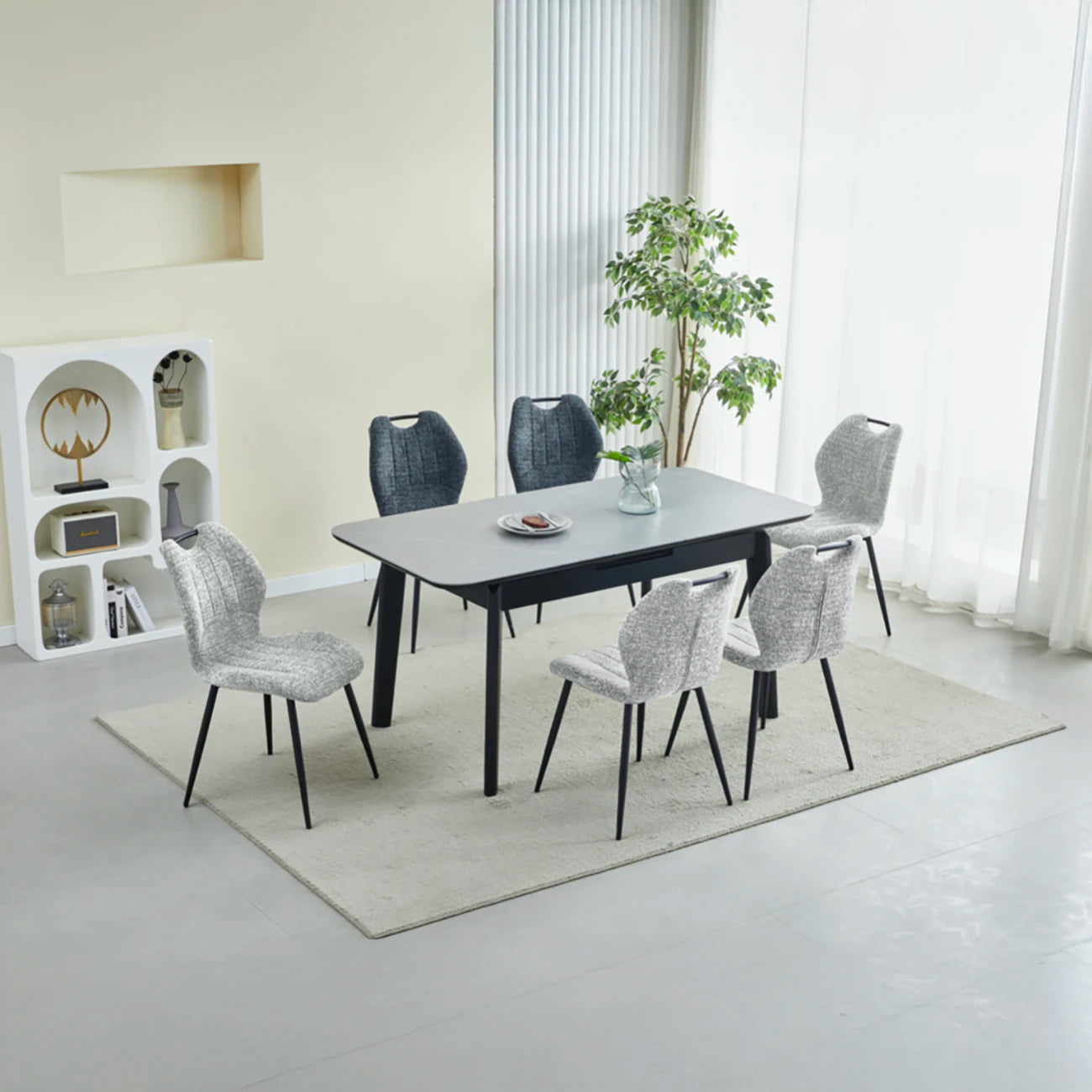 Titan Grey Sintered Stone Extending Dining Table & Chairs - Pendle Village Furniture