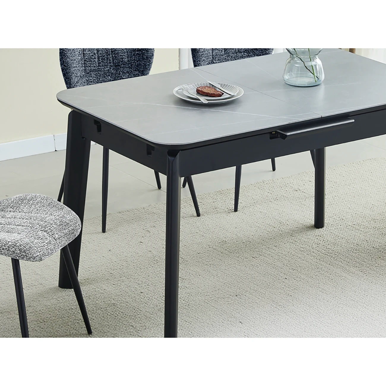 Titan Grey Sintered Stone Extending Dining Table & Chairs - Pendle Village Furniture