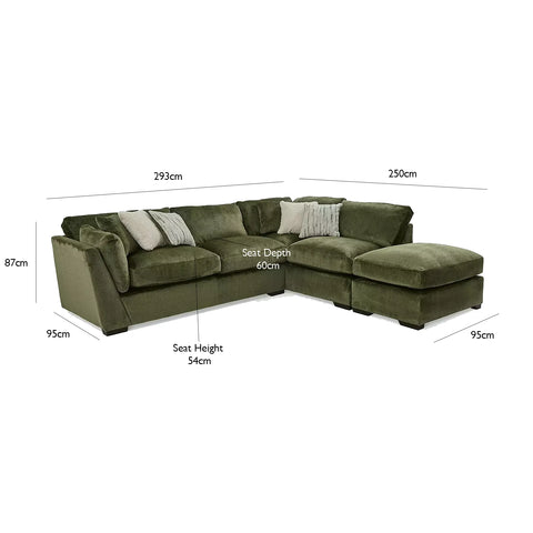 Titus Fabric Corner Chaise Sofa with Footstool