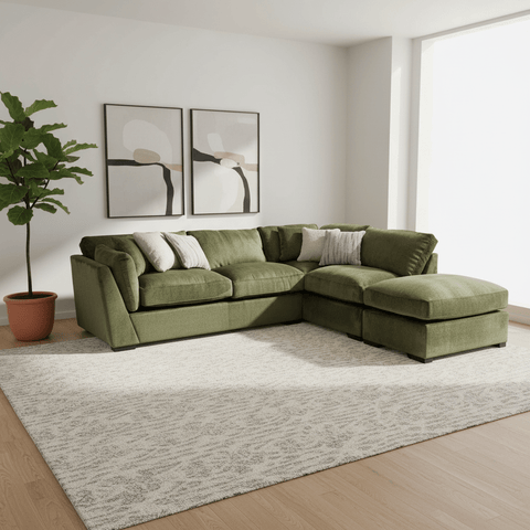 Titus Fabric Corner Chaise Sofa with Footstool