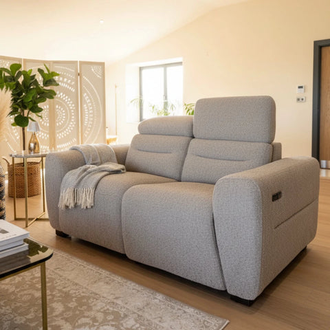 Electric 2 seater sofa with smooth power reclining function.