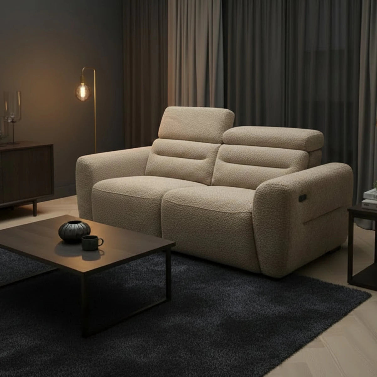 Electric 3 seater sofa with smooth power reclining function.