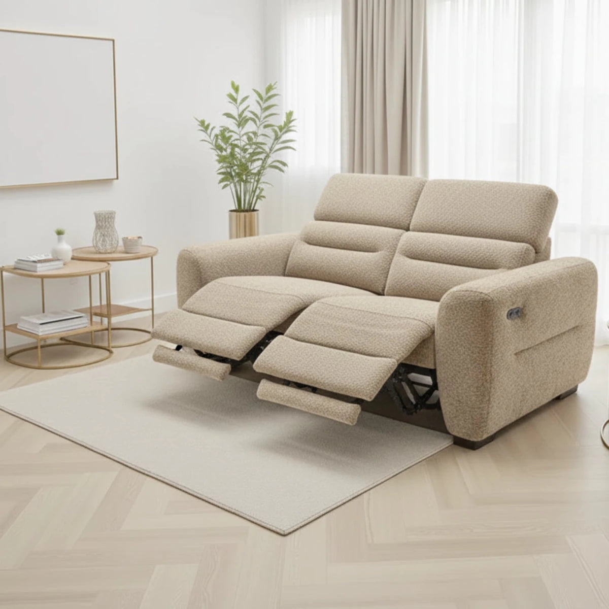 Electric 3 seater sofa with smooth power reclining function.