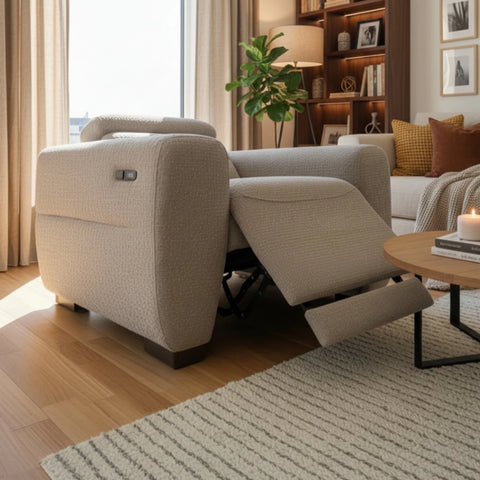 Push-button recliner chair for personalised relaxation.