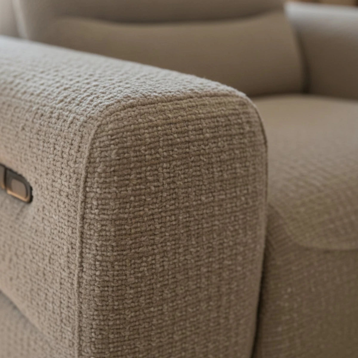 Recliner armchair with built-in USB and USB-C charging ports.