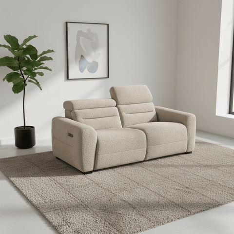 Tokira Elite Beige Fabric 3 Seater Electric Recliner Sofa