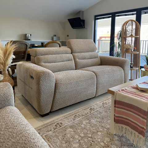 Tokira Elite Beige Fabric 3 Seater Electric Recliner Sofa