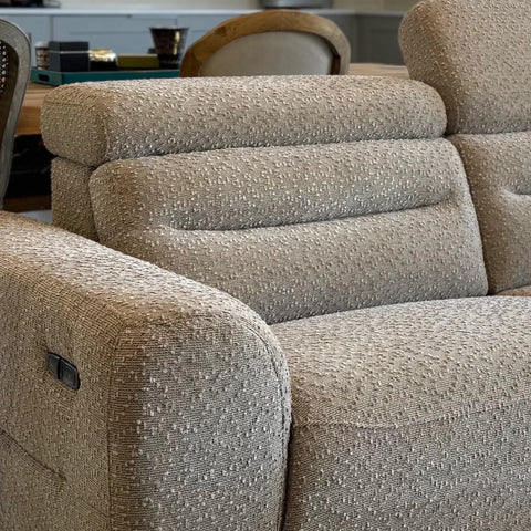 Tokira Elite Beige Fabric 3 Seater Electric Recliner Sofa