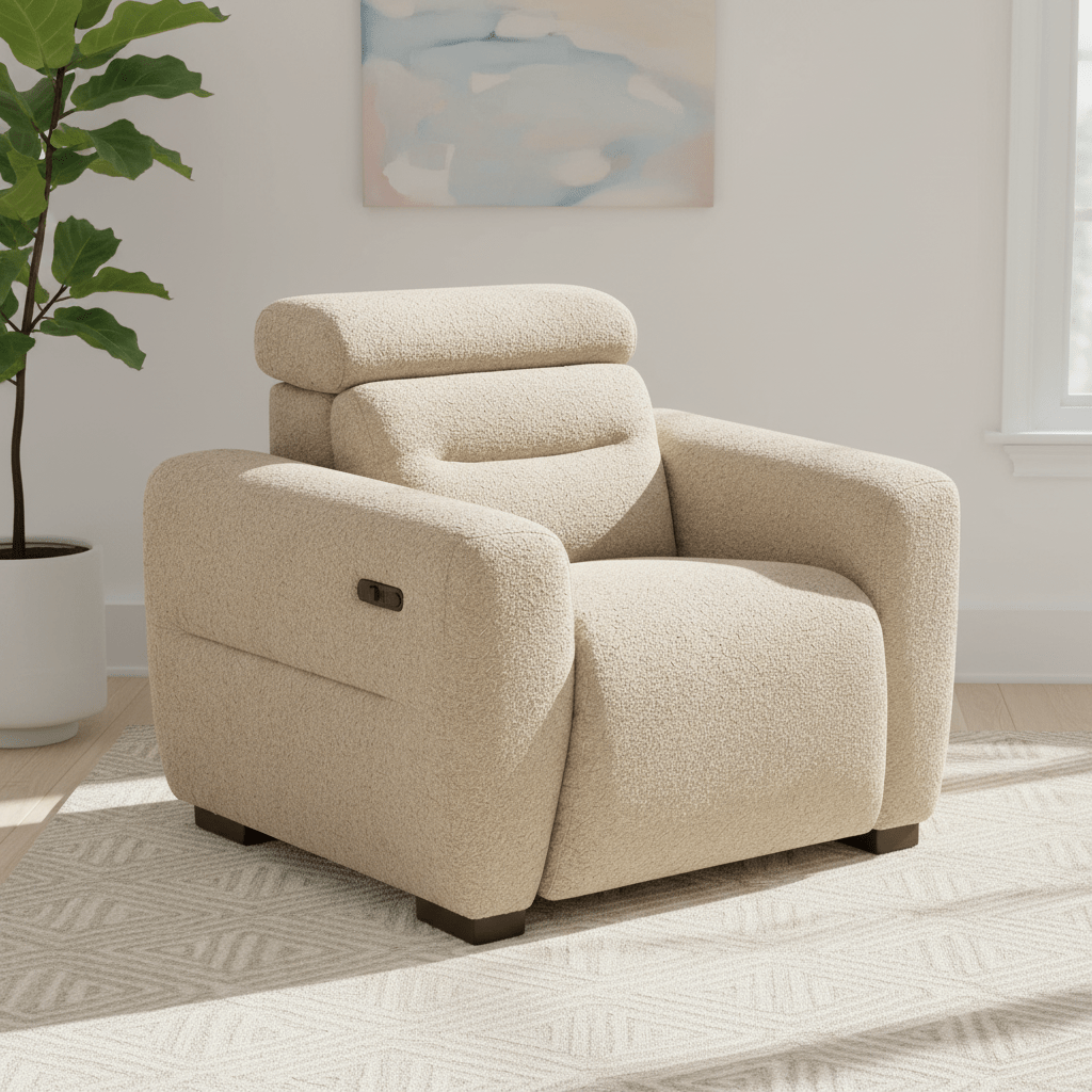 Tokira Elite Beige Fabric Electric Recliner Armchair