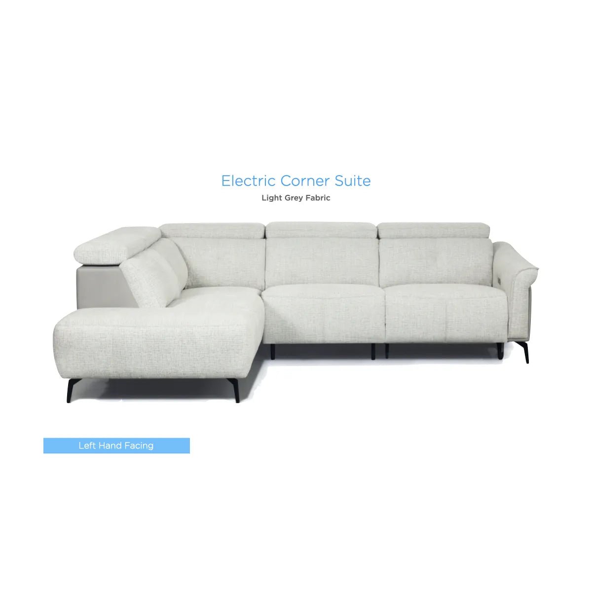 Toro Dark Grey Electric Recliner Corner Sofa – Left Hand Facing