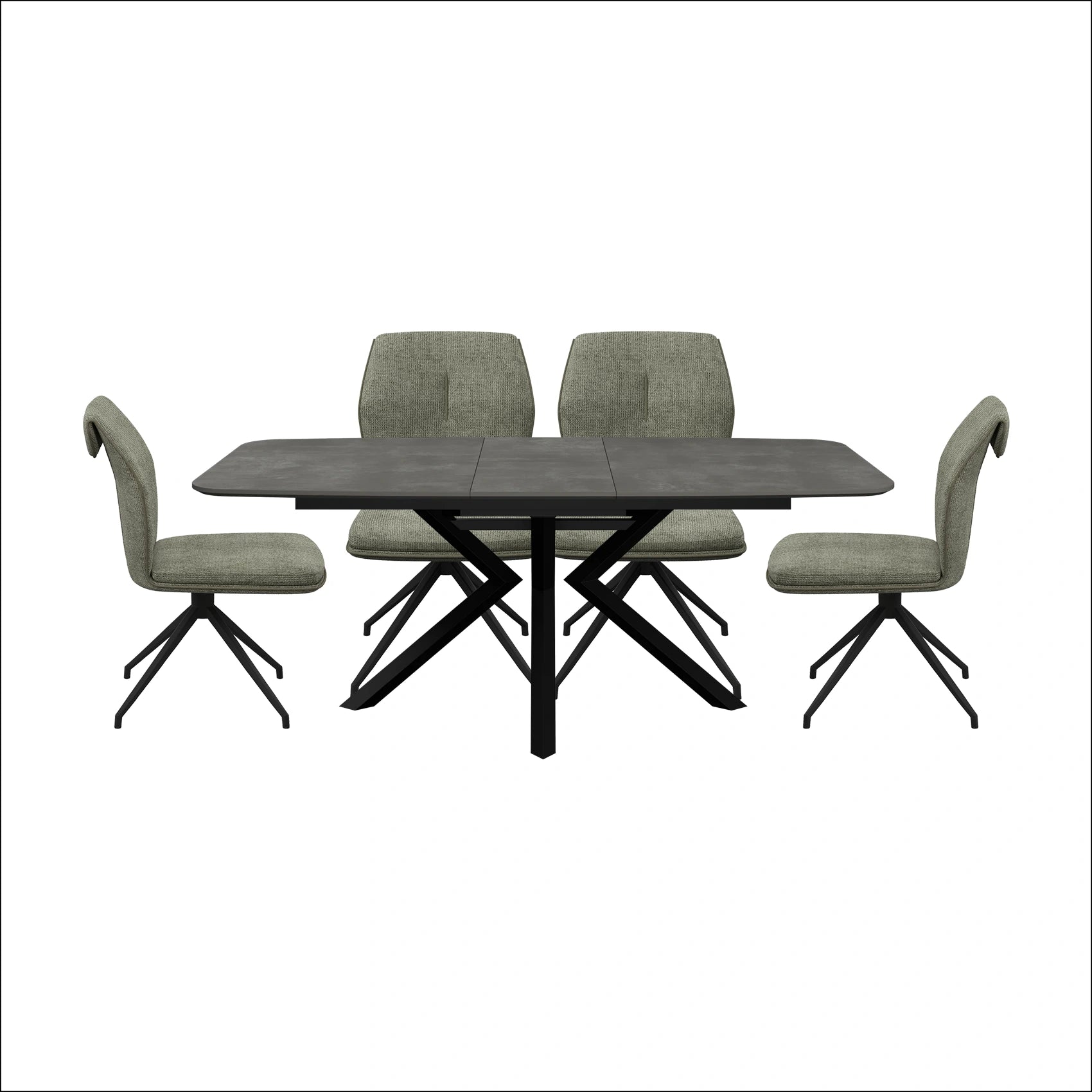 Toronto 160 - 200cm Grey Ceramic Duro Top Extending Dining Table with Marcela Chairs - Pendle Village Furniture
