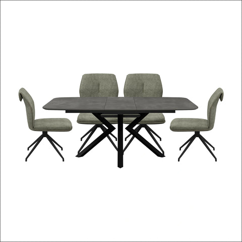 Toronto 160 - 200cm Grey Ceramic Duro Top Extending Dining Table with Marcela Chairs - Pendle Village Furniture