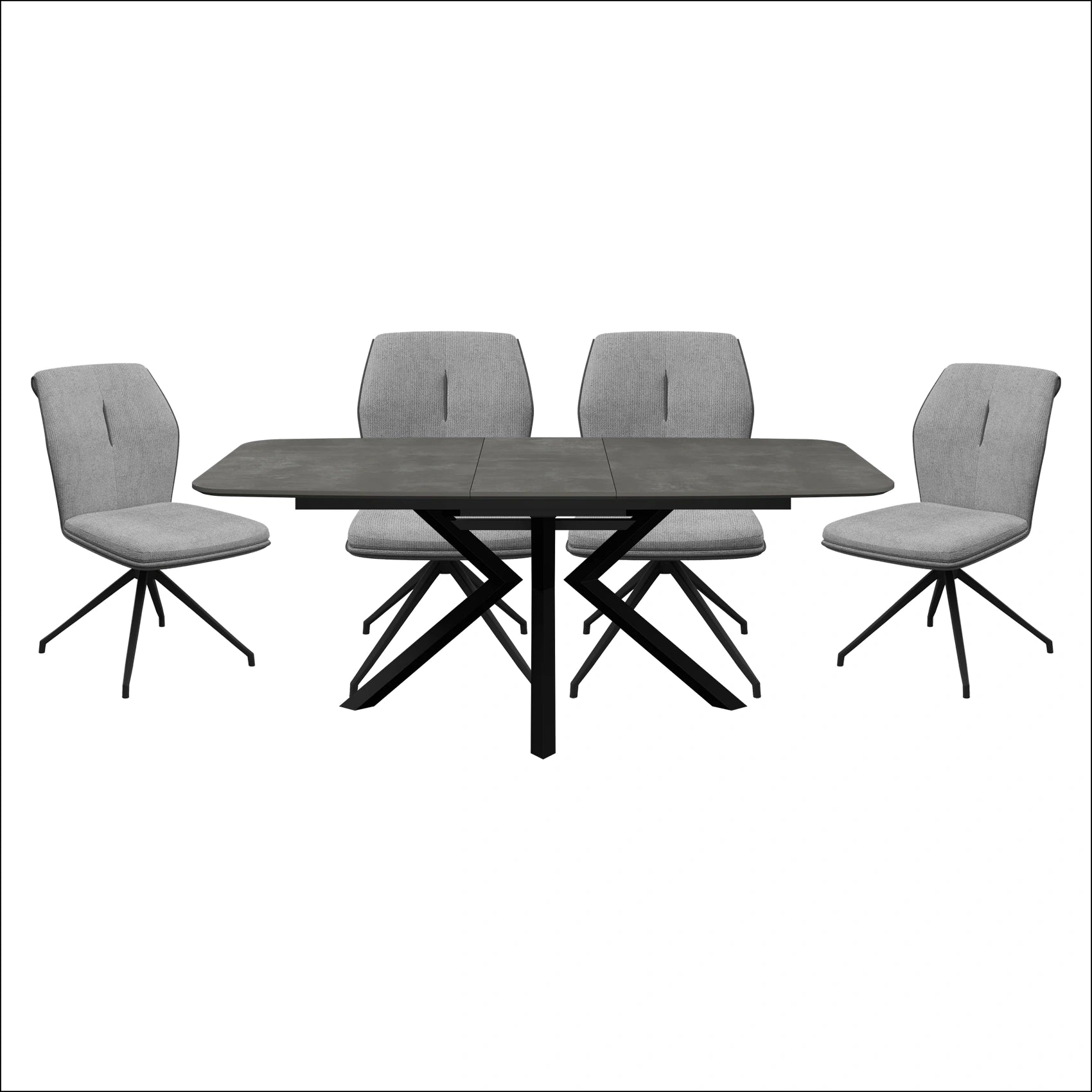 Toronto 160 - 200cm Grey Ceramic Duro Top Extending Dining Table with Marcela Chairs - Pendle Village Furniture