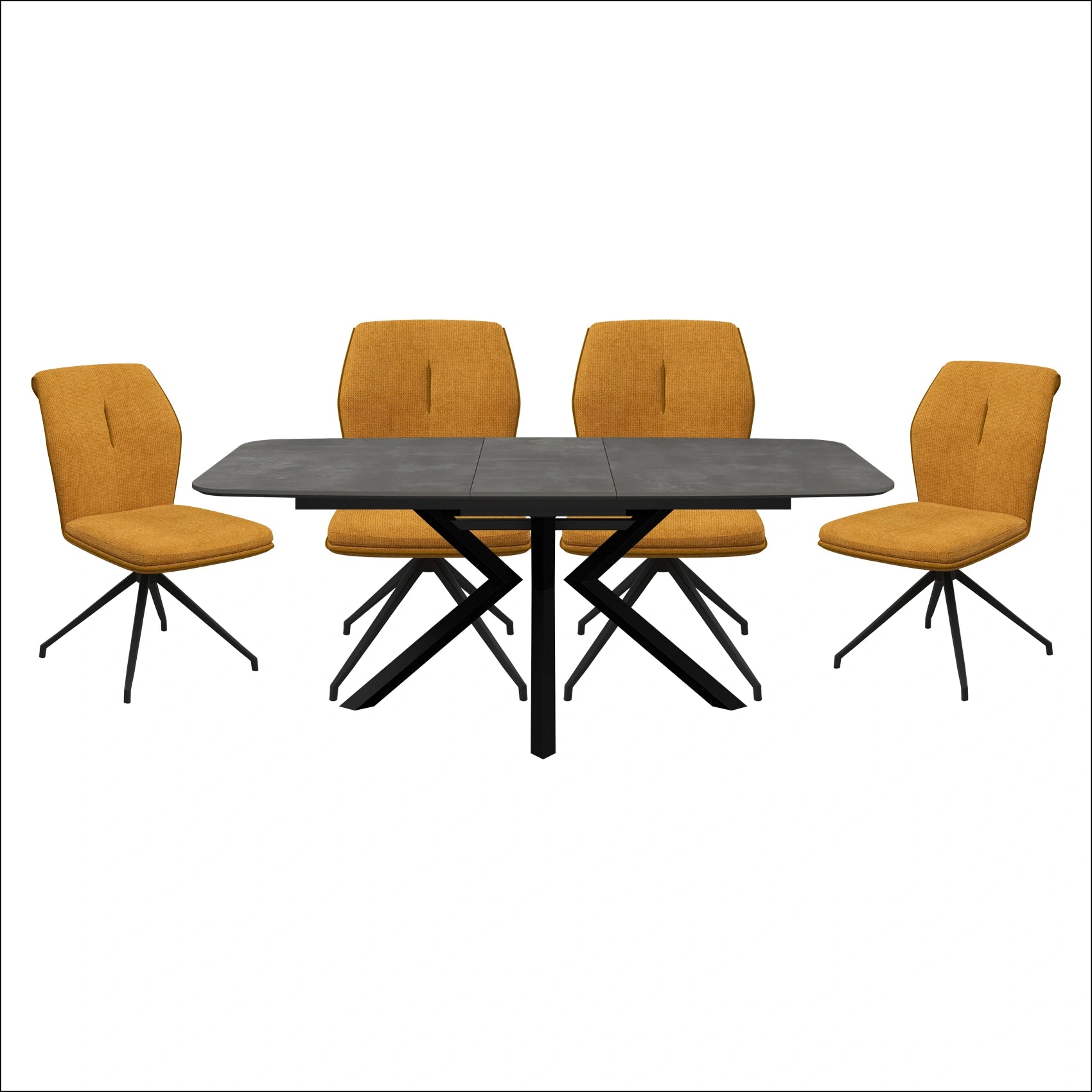 Toronto 160 - 200cm Grey Ceramic Duro Top Extending Dining Table with Marcela Chairs - Pendle Village Furniture