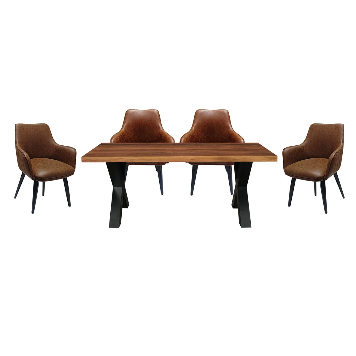 Toronto Reclaimed Wood Dining Table with Vintage Leather Chairs - Pendle Village Furniture