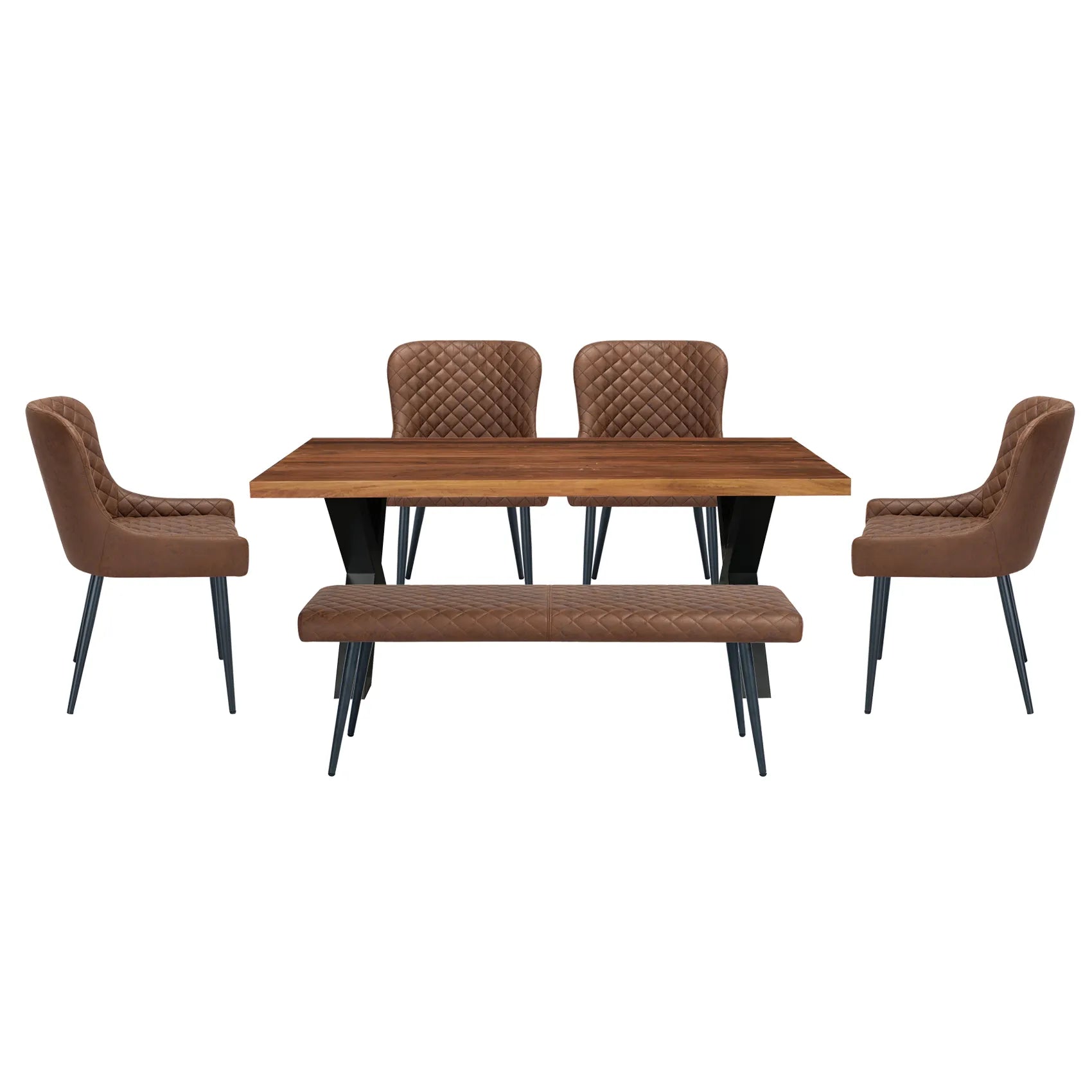Toronto Reclaimed Wood Dining Table with Earth Dining Chairs - Pendle Village Furniture