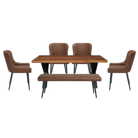 Toronto Reclaimed Wood Dining Table with Earth Dining Chairs - Pendle Village Furniture