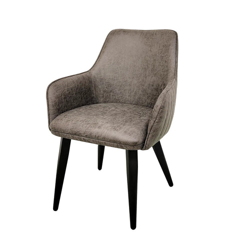 Toronto Vintage Grey Leather Set of 4 Dining Chairs, also available in Brown - Side Angle of Chair 