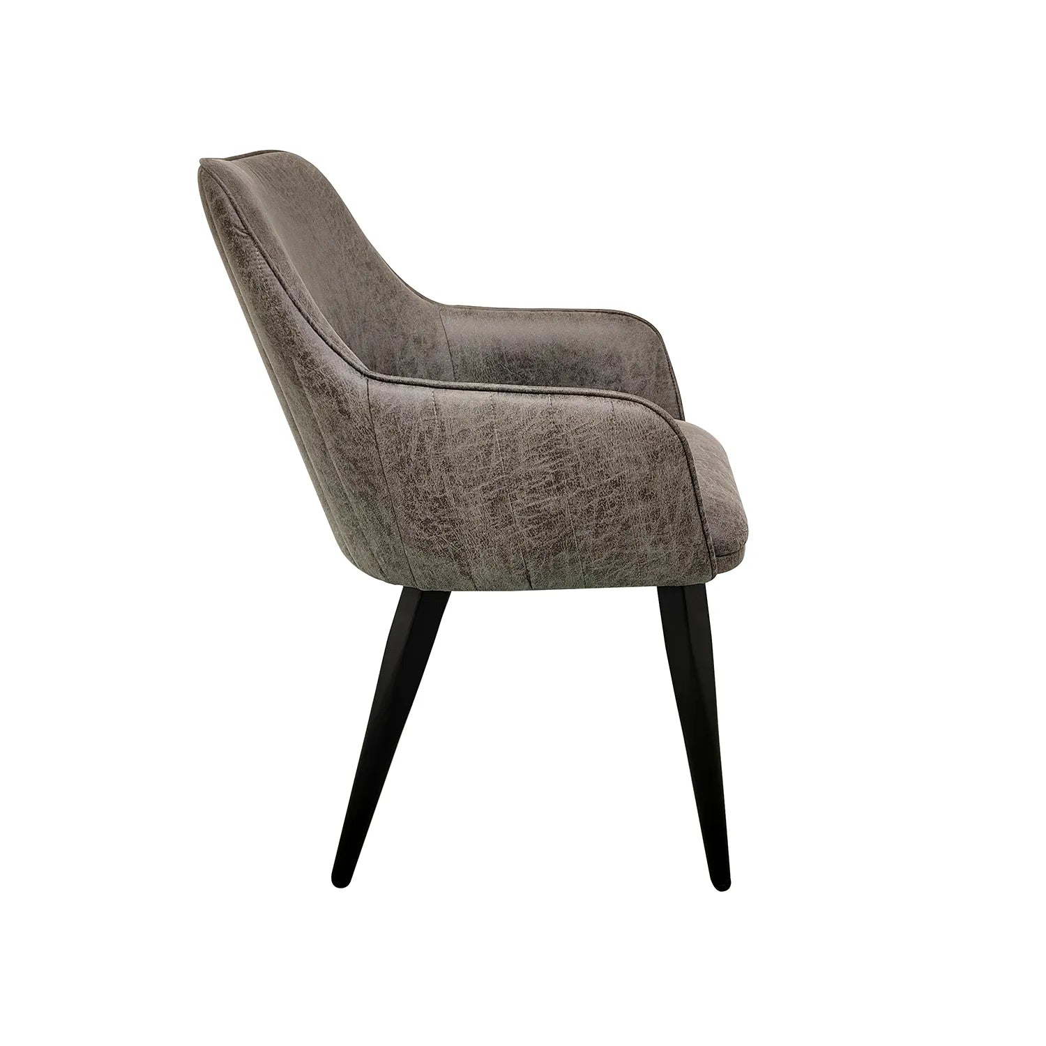 Toronto Vintage Grey Leather Set of 6 Dining Chairs, also available in Brown - Side View of Chair