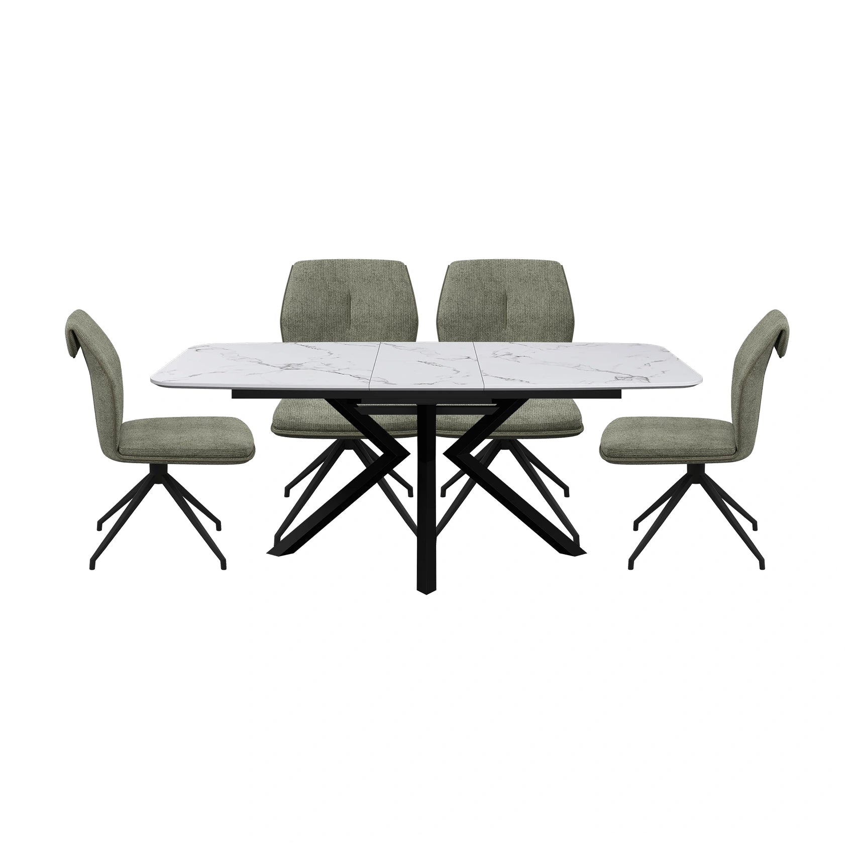Toronto 160 - 200cm White Marble Duro Top Extending Dining Table with Grey Dining Chairs - Pendle Village Furniture