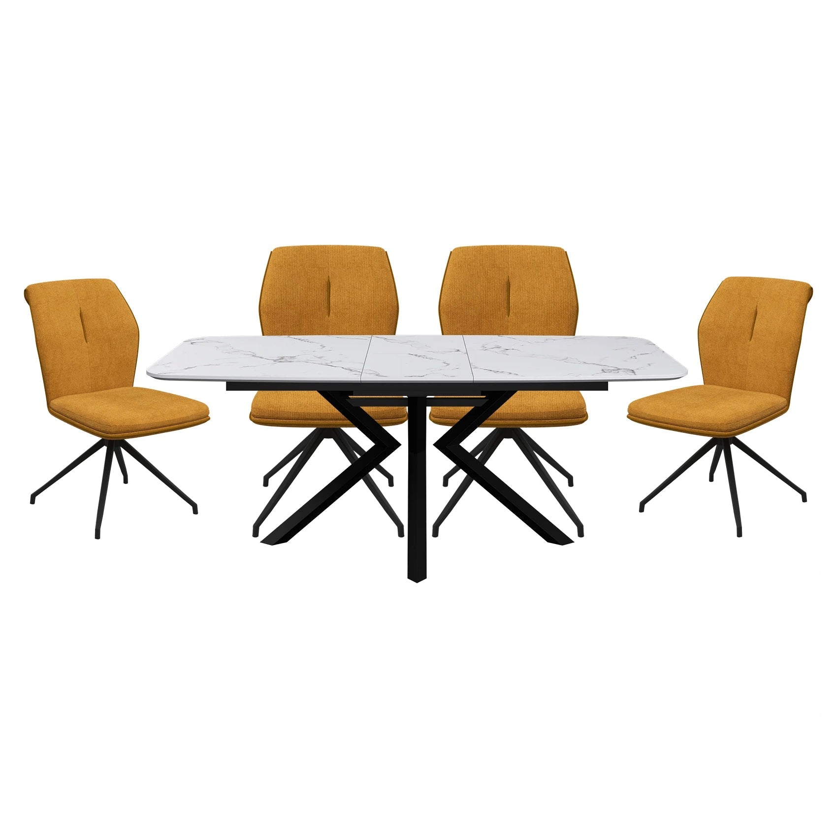 Toronto 160 - 200cm White Marble Duro Top Extending Dining Table with Grey Dining Chairs - Pendle Village Furniture