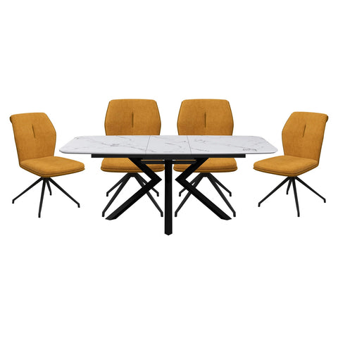 Toronto 160 - 200cm White Marble Duro Top Extending Dining Table with Grey Dining Chairs - Pendle Village Furniture