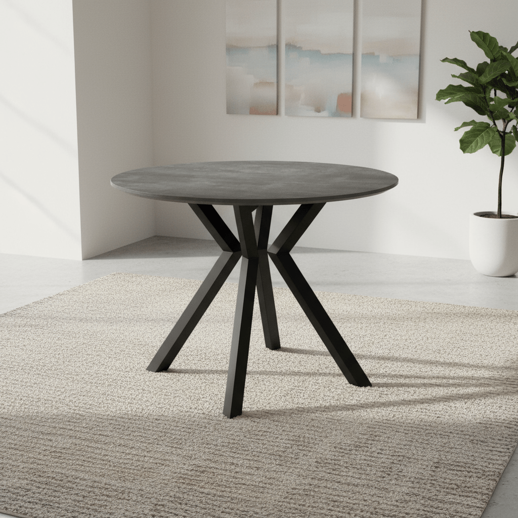 Toronto 110cm Grey Ceramic Round Dining Table