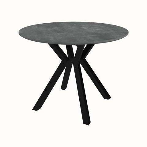 Toronto 110cm Grey Ceramic Round Dining Table with Grey Fabric Dining Chairs - Pendle Village Furniture