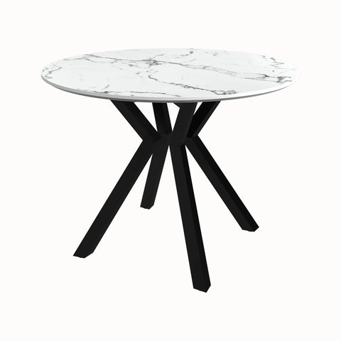 Toronto 110cm White Marble Look Round Dining Table - Pendle Village Furniture