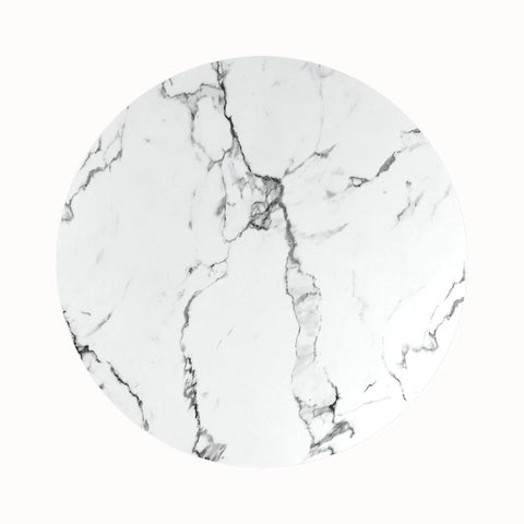 Toronto 110cm White Marble Look Round Dining Table with Tan Leather Dining Chairs - Pendle Village Furniture