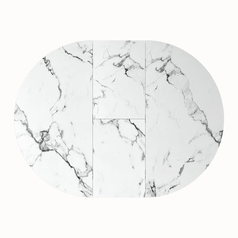 Toronto 120 - 160cm White Marble Look Extending Oval Dining Table - Pendle Village Furniture