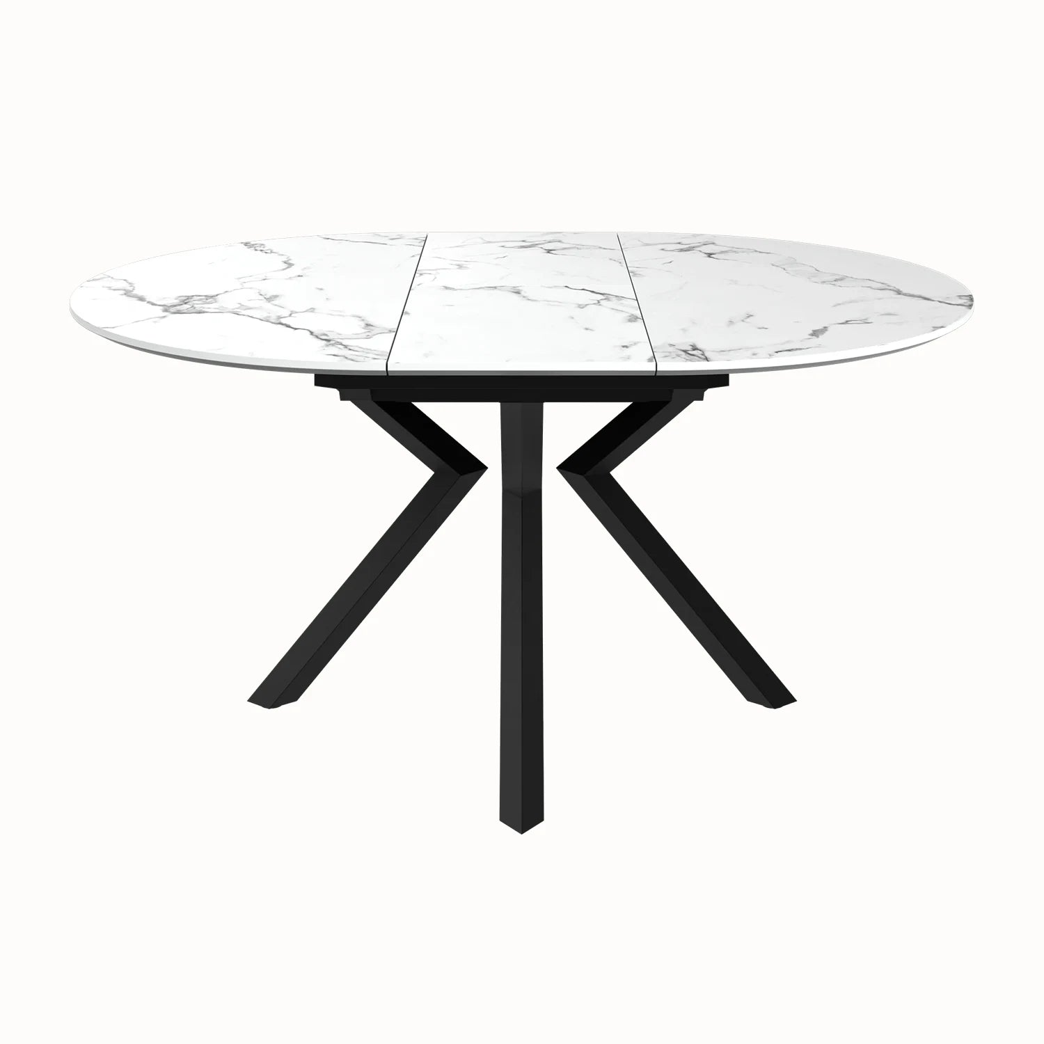 Toronto 120 - 160cm White Marble Look Extending Oval Dining Table - Pendle Village Furniture