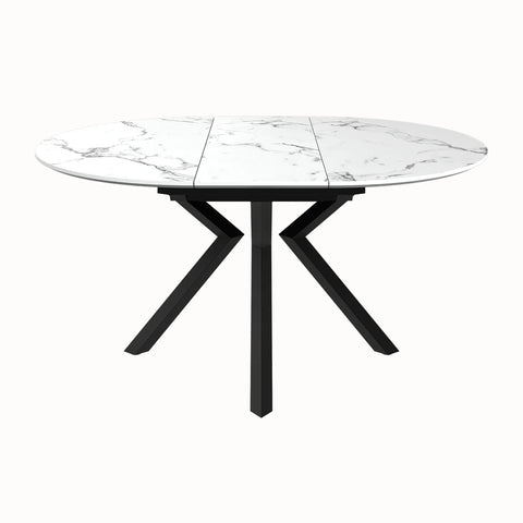 Toronto 120 - 160cm White Marble Look Extending Oval Dining Table - Pendle Village Furniture