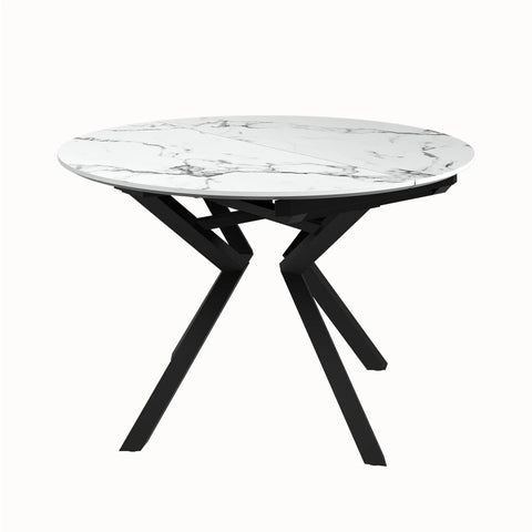 Toronto 120 - 160cm White Marble Look Extending Oval Dining Table - Pendle Village Furniture