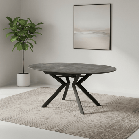 Toronto 120-160cm Grey Ceramic Extending Round/Oval Dining Table