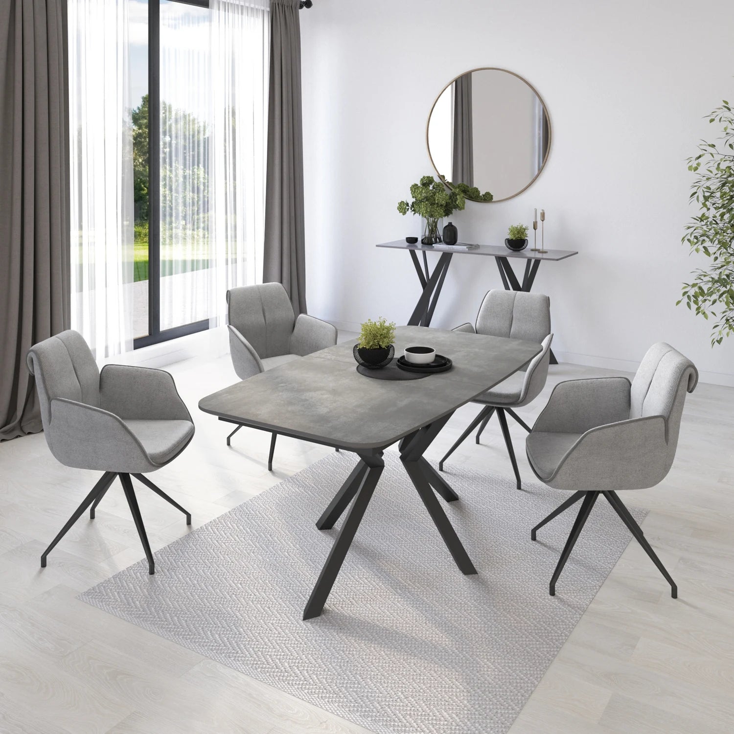 Toronto 160 - 200cm Grey Ceramic Duro Top Extending Dining Set - Pendle Village Furniture