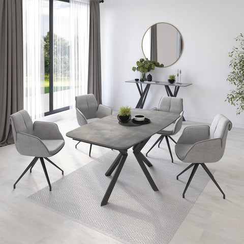 Toronto 160 - 200cm Grey Ceramic Duro Top Extending Dining Set - Pendle Village Furniture