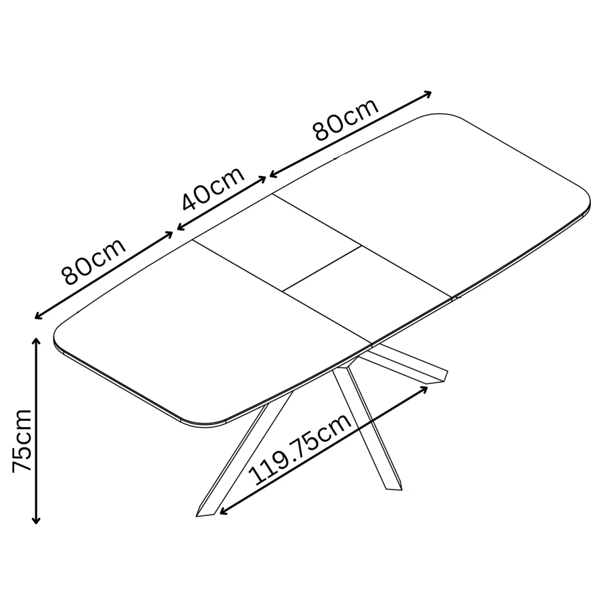 Dimensions of Toronto 160-200cm Wood Effect Duro Top Extending Dining Table with Tan Chairs 