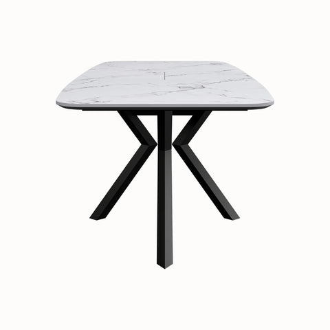 Toronto 160 - 200cm White Marble Look Extending Dining Table - Pendle Village Furniture